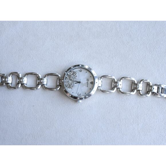 Brighton Varna Watch Silver Plated Butterfly Floating Rhinestone Retired 7.5" - Picture 4 of 9